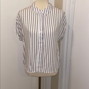 A New Day Black & White Button Up Collard Top